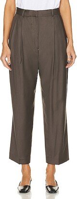 Double Pleated Cropped Trouser in Grey