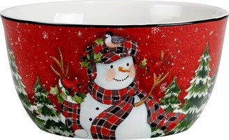 Christmas Lodge Snowman Deep Serving Bowl, 104 oz, Multicolor