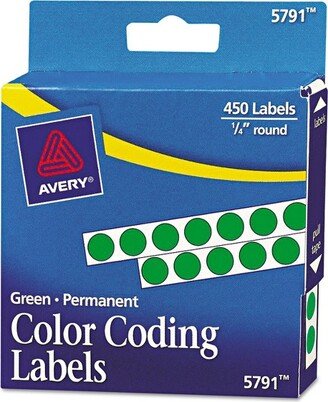 Permanent Self-Adhesive Round Color-Coding Labels 1/4 dia Green 450/Pack 05791