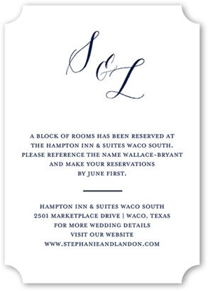 Enclosure Cards: Modern Minimalist Wedding Enclosure Card, Blue, Pearl Shimmer Cardstock, Ticket