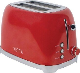 2-Slice Extra-Wide-Slot Retro Toaster, Stainless Steel (Red)