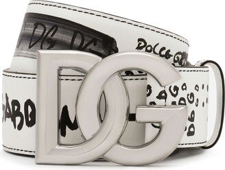 Logo graffiti-print belt