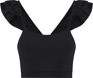 Yes Flâneuse Raquel Ruffled Straps Sports Bra Black Beauty