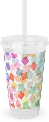 Travel Mugs: Confetti Party - Multi Acrylic Tumbler With Straw, 16Oz, Multicolor