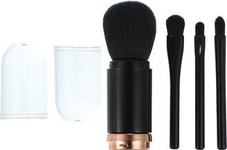 Unique Bargains Makeup Brush Set Travel Blending Foundation Contour Concealer Blusher Brush 4 Pcs Black 5.31x1.06