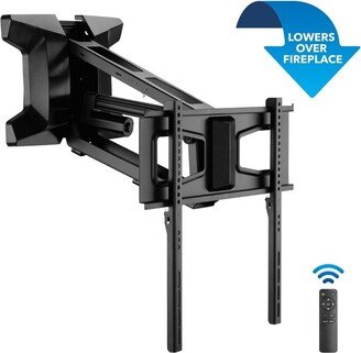 Mount-It! Motorized Fireplace Height Adjustable TV Wall Mount, Remote Control Electric Pull Down Mantel Mounting Bracket, Up to 77 Lbs Capacity