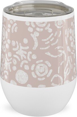 Travel Mugs: Laura In Rose Gardens Stainless Steel Travel Tumbler, 12Oz, Pink