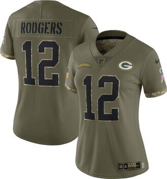 Women's Aaron Rodgers Olive Green Bay Packers 2022 Salute To Service Limited Jersey