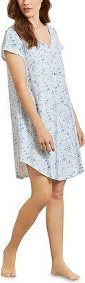 Short Sleeve Nightshirt (Blue Ground Ditsy) Women's Pajama