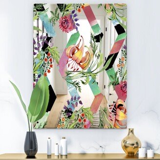 Designart 'Elementary Botanicals 5' Mid-Century Mirror - Printed Wall Mirror