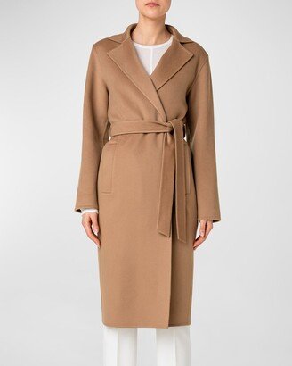 Double-Face Cashmere Wrap Coat with Belted Waist