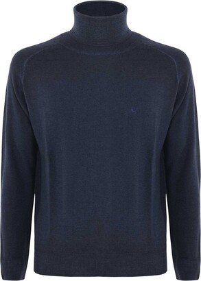 Logo Embroidered Turtleneck Knitted Jumper-AB