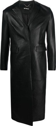 Single-Breasted Leather Maxi Coat