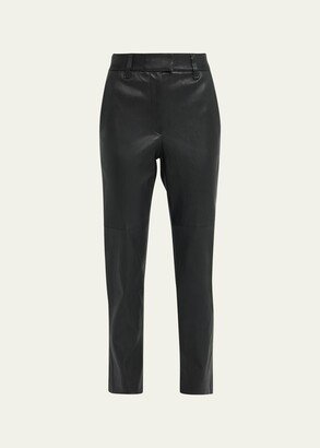 Nappa Leather Straight-Leg Trousers-AB