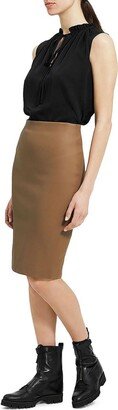 Womens Faux Leather Midi Pencil Skirt