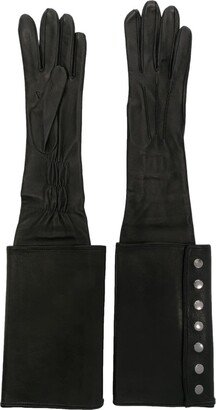 Press-Stud Leather Gloves-AA