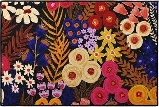 Door Mats: Wildflowers - Multi On Black Door Mat, Multicolor