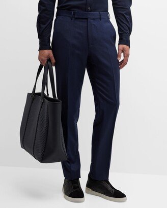 Men's Flat-Front Wool Twill Pants