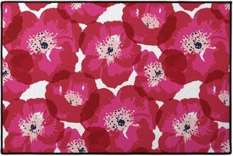 Door Mats: Really Big Poppies - Red Door Mat, Pink