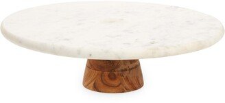 Marble & Acacia Wood Cake Stand