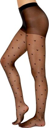 Lechery Women's European Made Heart 1 Pair of Tights