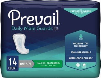 Prevail Guards for Men, 12.5 Inch Length, Maximum Absorbency, One Size Fits Most, 14ct Bag