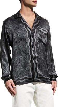 Men's Ping Pong Monogram Silk Pajama Shirt