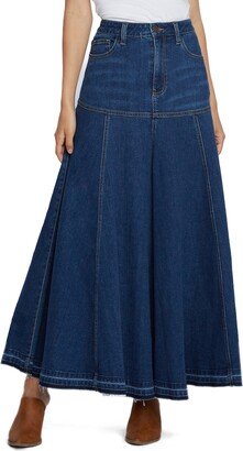 Wash Lab Denim Charlie Pleated Denim Maxi Skirt