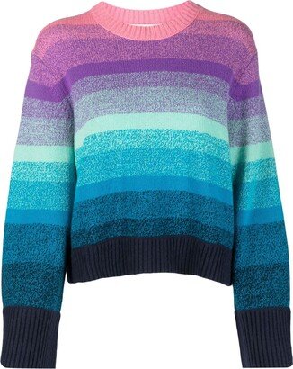 Stripe-Pattern Wool-Cashmere Sweatshirt