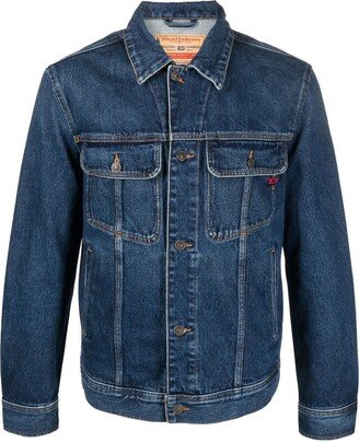 Embroidered-Logo Denim Jacket-AB