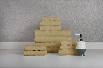 Bibb Home 12Pc Egyptian Cotton Towel Set-AA