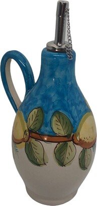 Italian Ceramic Olive Oil Bottle Olive Oil Decorated Lemon Made in Italy