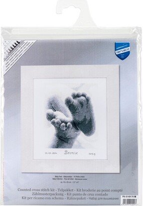 Vervaco Counted Cross Stitch Kit 7X8-Baby Feet Birth Record (18 Count)