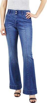 Indigo Poppy Women's Medium Wash Tummy Control Seamed Bootcut Jeans