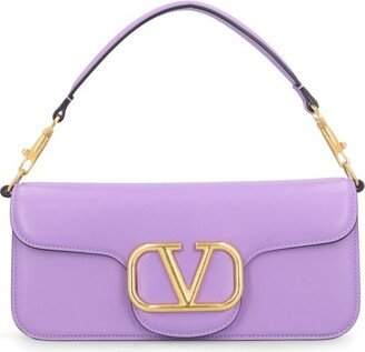 VLogo Plaque Foldover Top Clutch Bag-AB