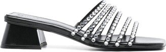 Rhinestone-Embellished 55mm Leather Mules