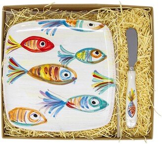 Pesci Colorati Square Plate with Spreader