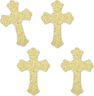 Big Dot Of Happiness Gold Glitter Cross - No-Mess Real Gold Glitter Cut-Outs Confetti - 24 Ct