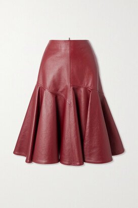 Gathered Leather Midi Skirt - IT42