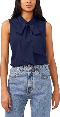 Sleeveless Bow Blouse (Classic Navy) Women's Clothing