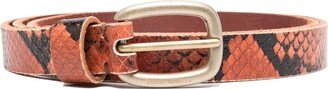 Belt Houston Thin Snake Print Leather