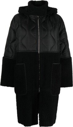 Shearling-Panel Quilted Hooded Jacket