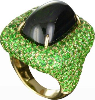 Margot McKinney Jewelry Marbella Green Tourmaline Cabochon Ring in 18K Gold, Size 6.5