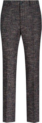 Patterned-Jacquard Straight-Leg Trousers-AA