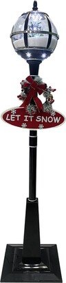 Christmas Time 69-In. Musical Snow Globe Lamp Post with Christmas Tree Scene | Cascading Snow | Christmas Carols | Festive Holiday Home Decor | Black | CT-SL069A-BLK3