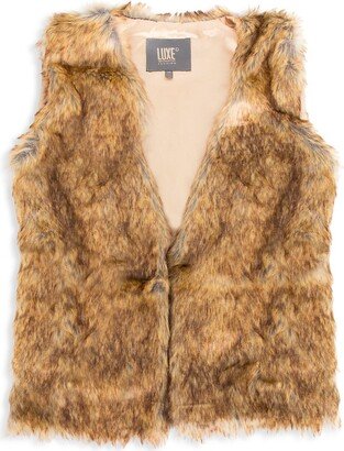 Luxe Faux Fur Faux Fur Open Front Vest-AC