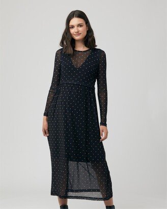 Maternity Dot Nursing Dress Black