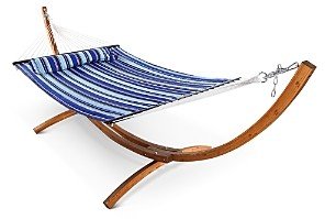 Sunnydaze Decor Quilted Hammock with Curved Wood Stand