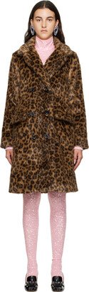 Brown Leopard Faux-Fur Coat