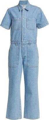 Wide-Leg Denim Workwear Jumpsuit